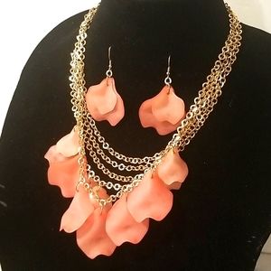 ROSE PETAL Multi Strand Necklace and Earring Set